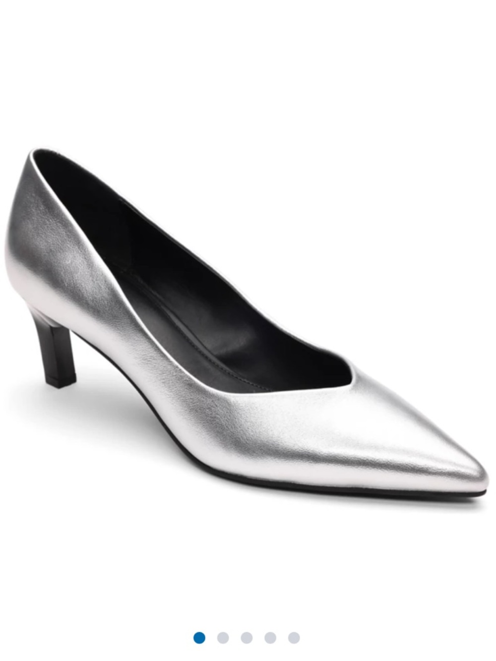 “New”Sanctuary Paige Metallic Silver Pointed-Toe Kitten Heel Pumps 8M